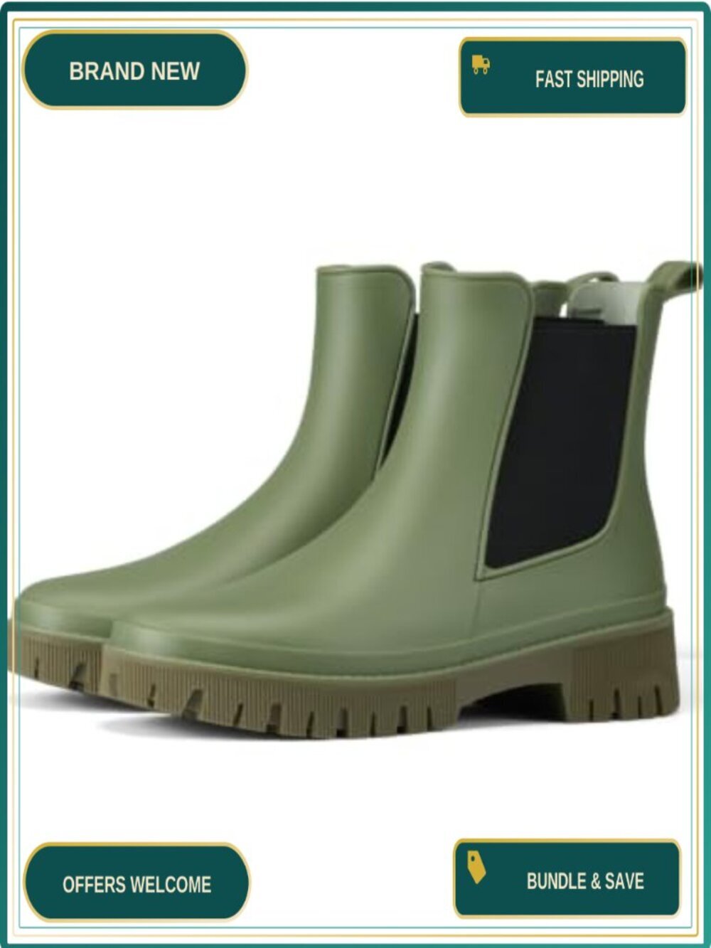 Women's Chelsea Rain Boots Waterproof Ankle Boots PVC Garden Shoes